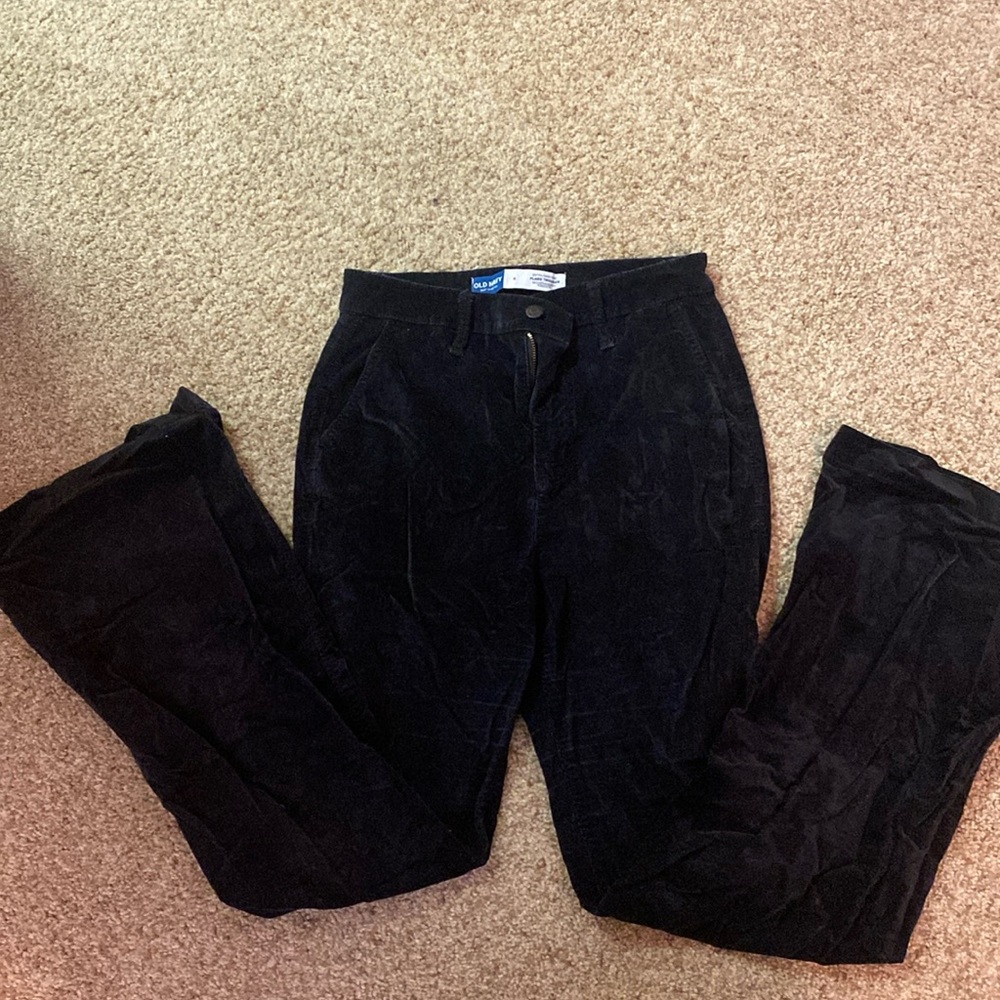 Old Navy Extra High-Rise Flare Trouser in Black Suede Size 6